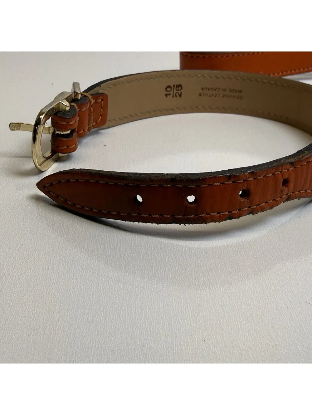 Brown Leather Hartman & Rose Small Dog Leash Collar Set Leather Orange 10/26